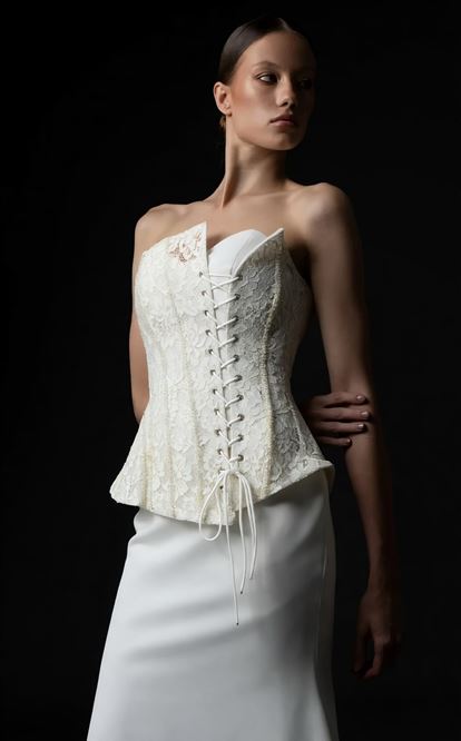 Kemik Bağcıklı Korse Detaylı Abiye Elbise